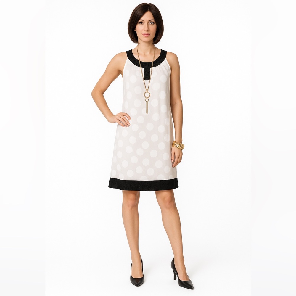 Women’s Cream Black Satin Trimmed Midi Dress